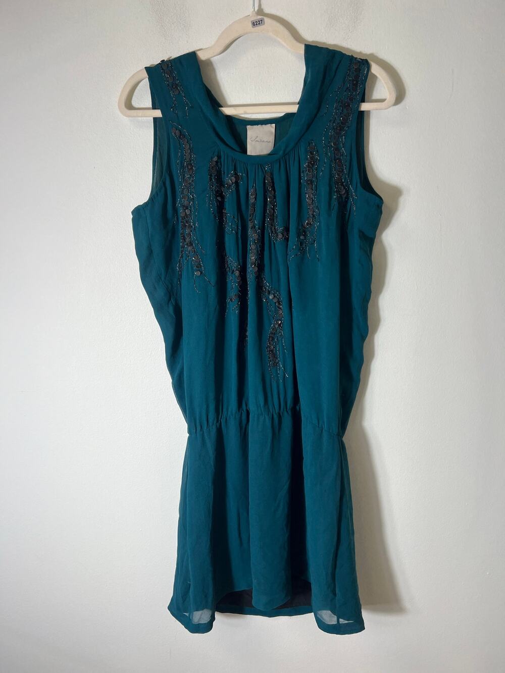 Saivana Green Sleeveless Drop Waist Knee Length Dress Sz M
